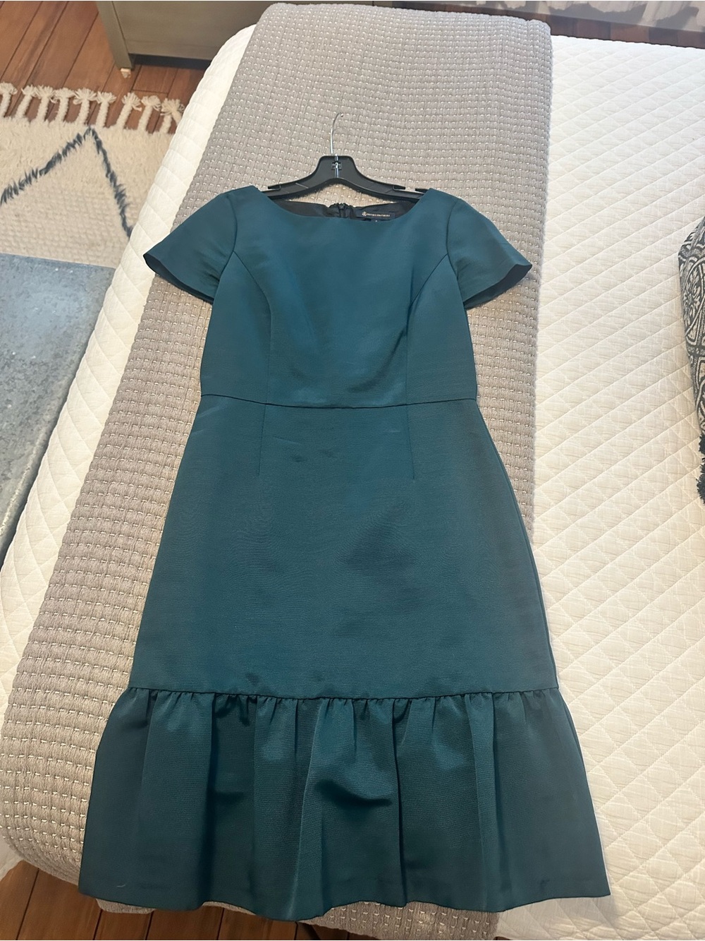 Brooks Brothers Classic Teal Short-Sleeve Ruffle-Hem Dress. Worn only once.